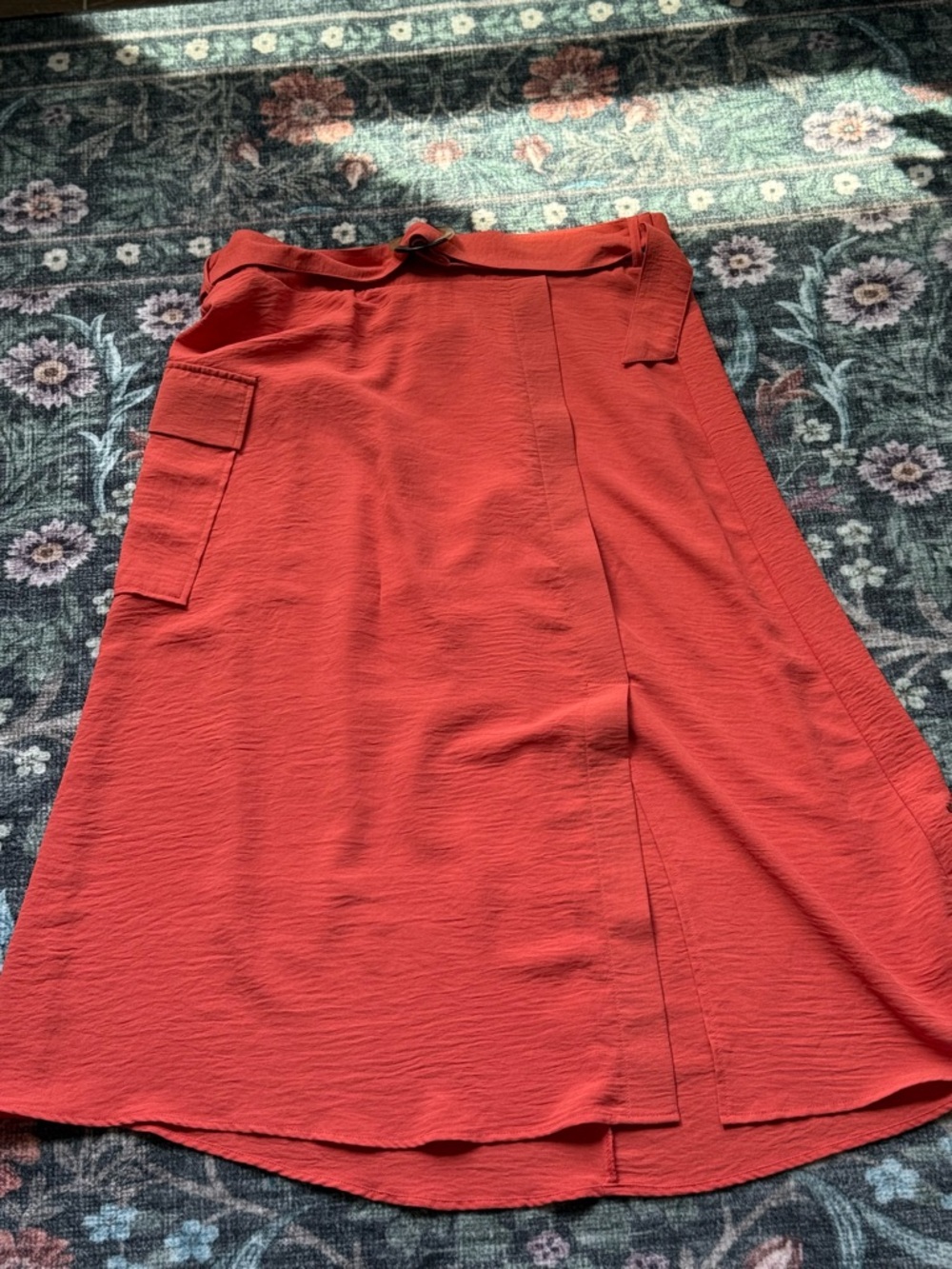 NYC Coral Maxi Wrap Skirt with Belted Ring - Picture 9 of 10